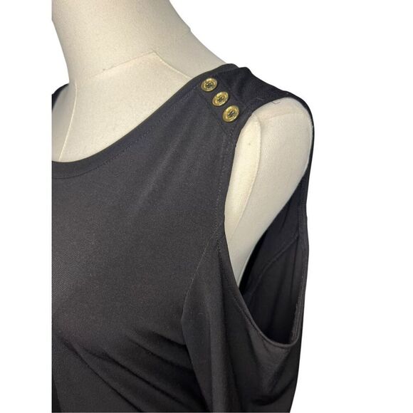 SOLD🚫 Michael Kors Women’s Medium Cold Shoulder Dress Black 3/4 Sleeve - Picture 3 of 7